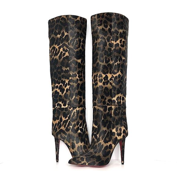 NEW Christian Louboutin Astrilarge Botta 100 Pony Kitty Pointed Toe Boots 36.5 - Picture 2 of 8